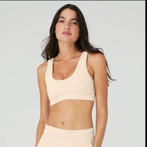 Alo‎ Yoga Size XS Glitter Bralette Sports Bra Beige Gold Metallic Sparkle Lounge